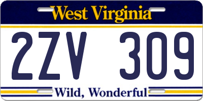 WV license plate 2ZV309