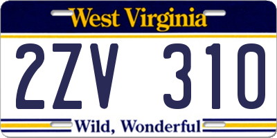 WV license plate 2ZV310