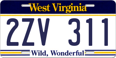 WV license plate 2ZV311