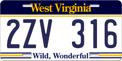 WV license plate 2ZV316