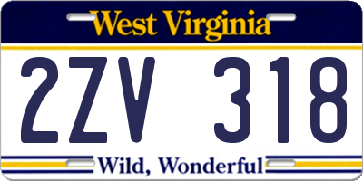 WV license plate 2ZV318
