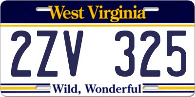 WV license plate 2ZV325