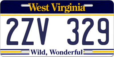 WV license plate 2ZV329