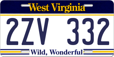 WV license plate 2ZV332