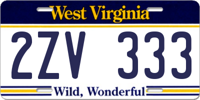 WV license plate 2ZV333