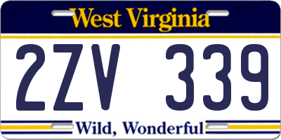 WV license plate 2ZV339