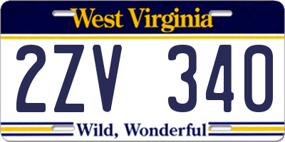 WV license plate 2ZV340