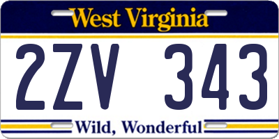 WV license plate 2ZV343