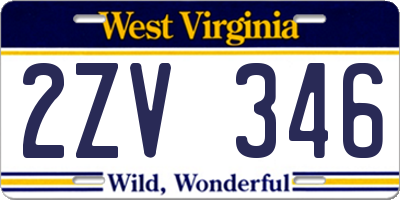 WV license plate 2ZV346