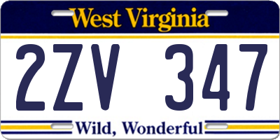 WV license plate 2ZV347