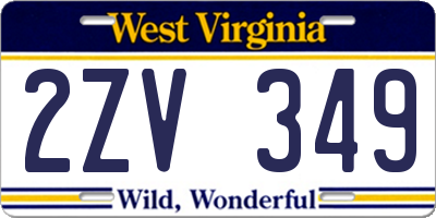 WV license plate 2ZV349