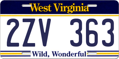 WV license plate 2ZV363