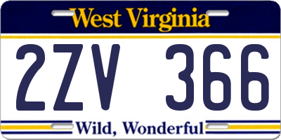 WV license plate 2ZV366