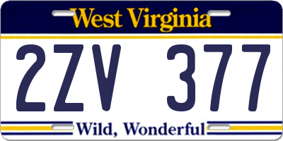 WV license plate 2ZV377