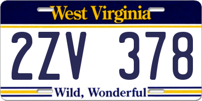 WV license plate 2ZV378