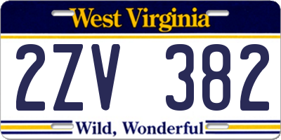 WV license plate 2ZV382