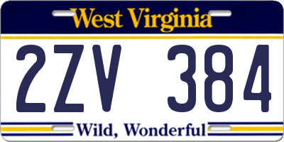 WV license plate 2ZV384