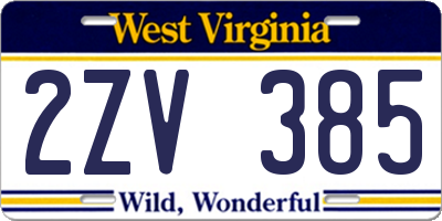 WV license plate 2ZV385