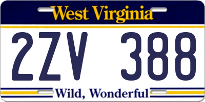 WV license plate 2ZV388