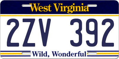 WV license plate 2ZV392