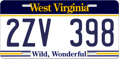 WV license plate 2ZV398
