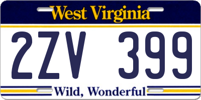 WV license plate 2ZV399