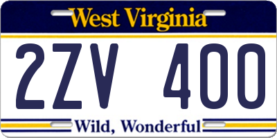 WV license plate 2ZV400