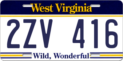 WV license plate 2ZV416