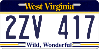 WV license plate 2ZV417