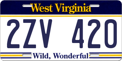 WV license plate 2ZV420