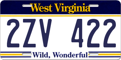 WV license plate 2ZV422