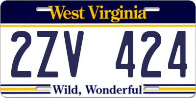 WV license plate 2ZV424