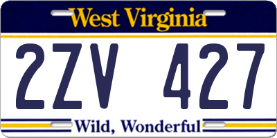 WV license plate 2ZV427