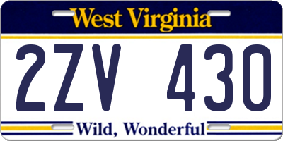 WV license plate 2ZV430