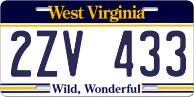 WV license plate 2ZV433