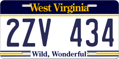 WV license plate 2ZV434