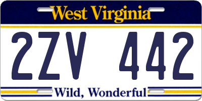 WV license plate 2ZV442
