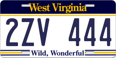 WV license plate 2ZV444