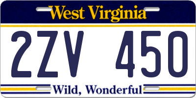 WV license plate 2ZV450