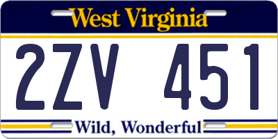 WV license plate 2ZV451