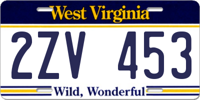 WV license plate 2ZV453