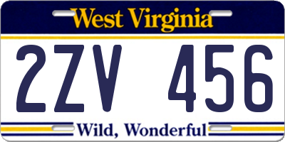 WV license plate 2ZV456