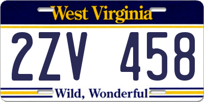 WV license plate 2ZV458