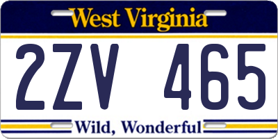 WV license plate 2ZV465
