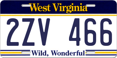 WV license plate 2ZV466