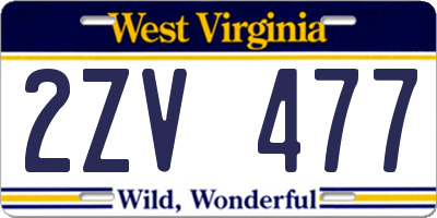 WV license plate 2ZV477