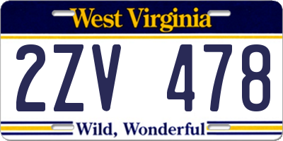 WV license plate 2ZV478