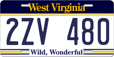 WV license plate 2ZV480