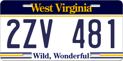WV license plate 2ZV481