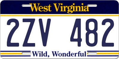 WV license plate 2ZV482